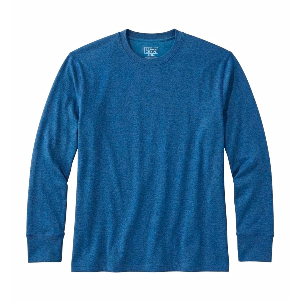 L.L.Bean Men's Long Sleeve Wool Neck T Shirt XL Tall Blue Solid Knit Tee